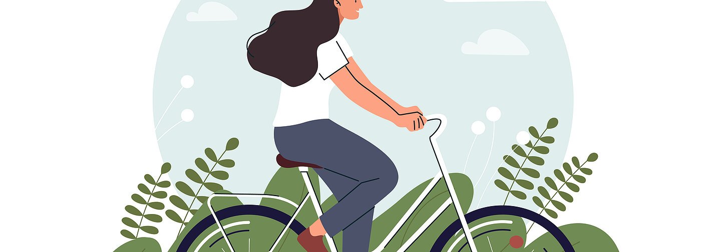 Woman riding bicycle